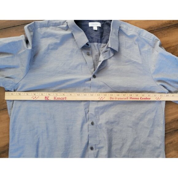 Calvin Klein Gray 100% Cotton Dress Shirt XL Horizontal Pinstripes Button Down - Picture 4 of 7
